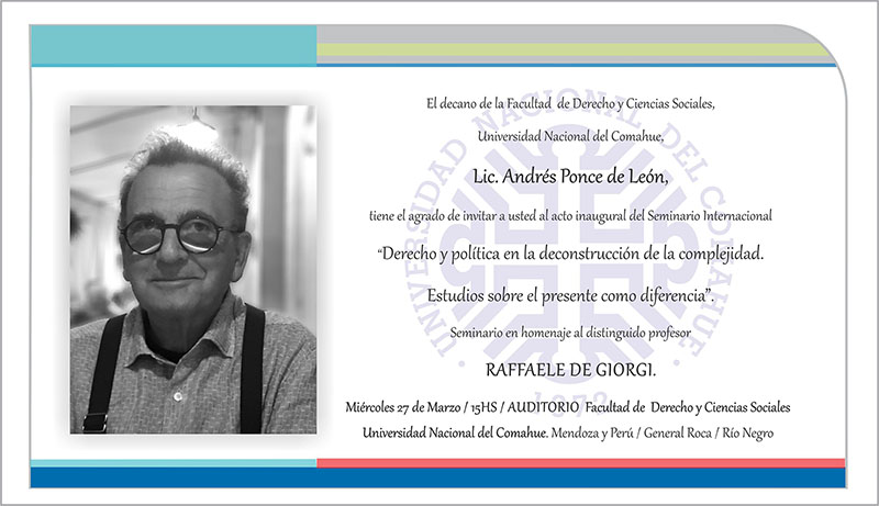 INVITACIÓN AL SEMINARIO INTERNACIONAL EN HOMENAJE A RAFFAELE DE GIORGI